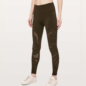Lululemon Reveal Tight Legging Olive Green Womens 4